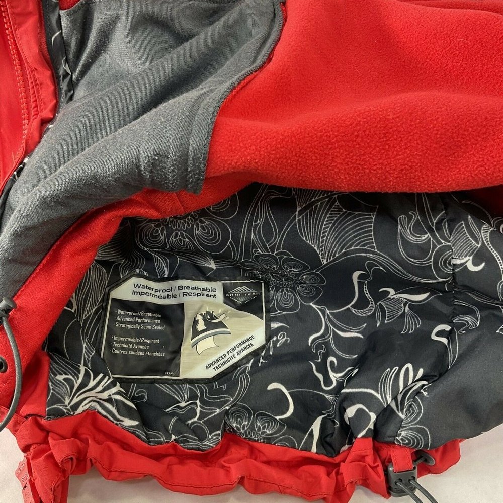 Columbia Sportswear Coat Womens Sz M Red Interchange Hooded Ski Removable Fleece - Picture 4 of 11